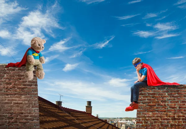 Een jongen super held — Stockfoto