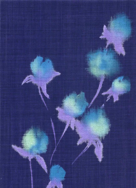 Handmade flower painting on linen — Stock Photo, Image