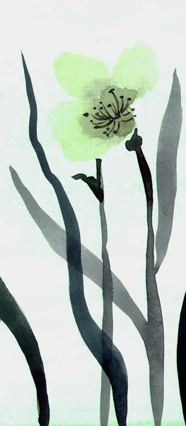 かわいい花の背景。水彩ポピー — ストック写真