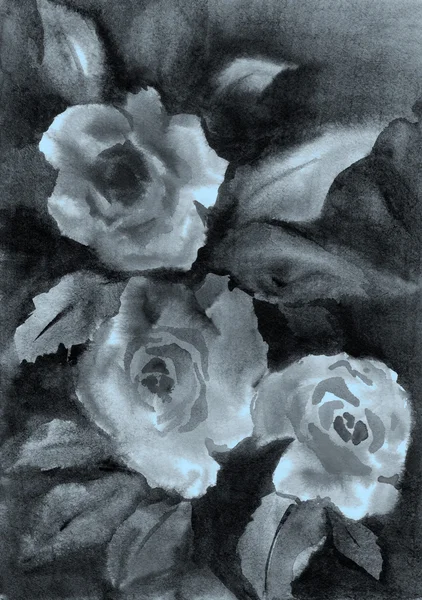 Красочный акварельный фон с розами — стоковое фото
