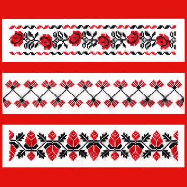 Belarus halk nakış, üç renk - beyaz, kırmızı ve siyah