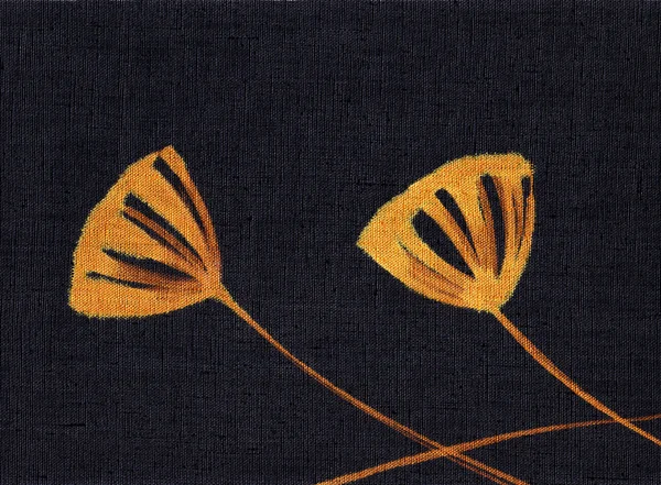 Handmade flower painting on linen — Stock Photo, Image