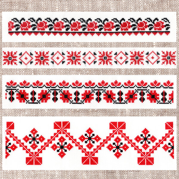 Belarusian folk embroidery, three colors - white, red and black