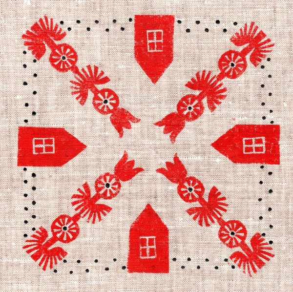 Fashion folk red pattern — Stock Photo, Image