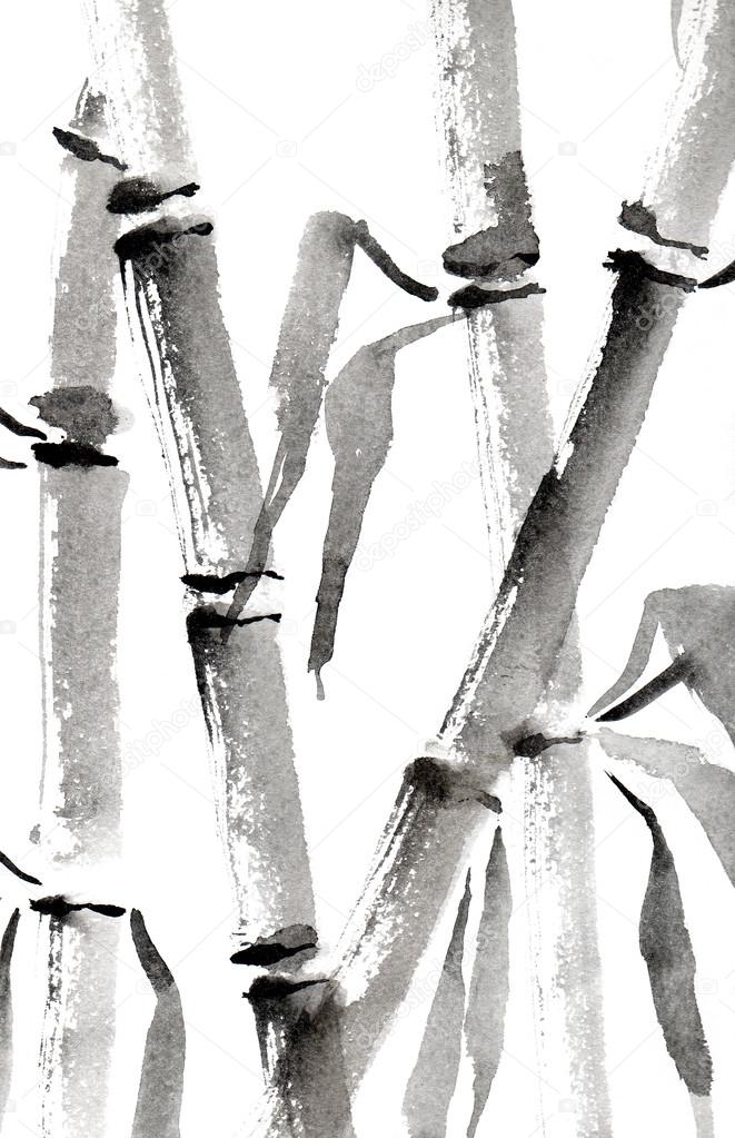 Chinese ink painting of bamboo Stock Illustration by ©taniasneg