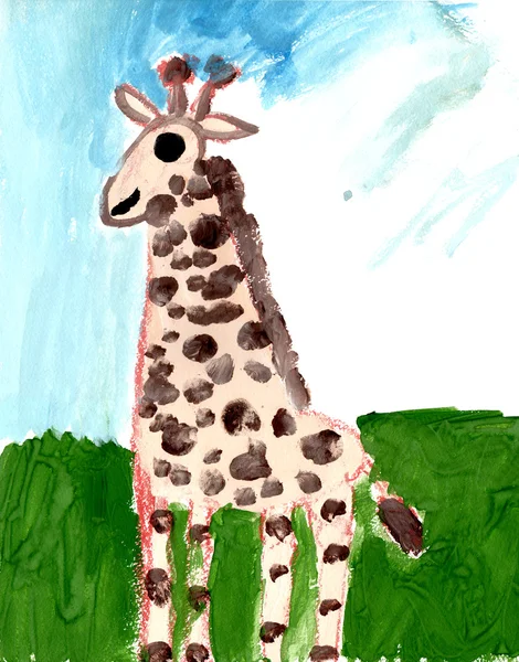 Funny children\'s drawing. Giraffe.