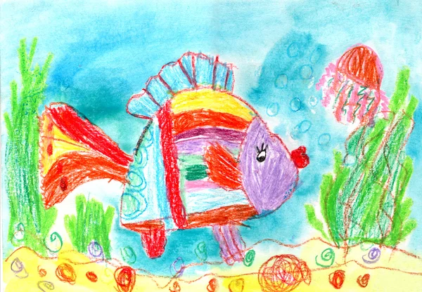 Dessin drôle d'enfants. Poissons . — Photo