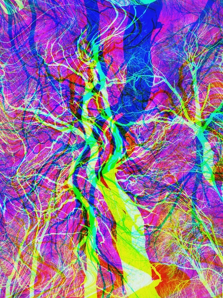 Abstract Colorful Trees Tree Life Artistic Fantasy Background Chaos Vibrant — Stock Photo, Image