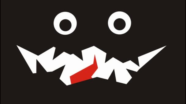 Карикатурное Стилизованное Лицо Открытым Ртом Красным Языком Грани Меняют Друг — стоковое видео
