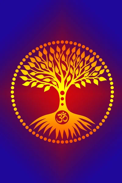 Yellow Tree Life Circle Blue Red Background Blue Yellow Red — Stock Photo, Image
