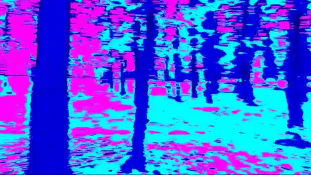 Trees Park Surreal Colors Blue Purple Circular Motion Rotation Video — Stock Video