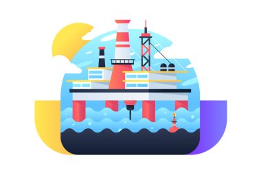 Denizdeki büyük petrol platformunun simgesi mineraller üretiyor.