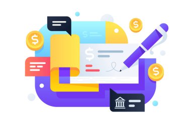 Bankacılık sisteminden para transferi için modern kalem tabelaları.