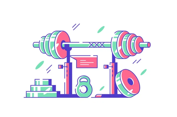 Fitness equipment and machines for body workout — Stock Vector