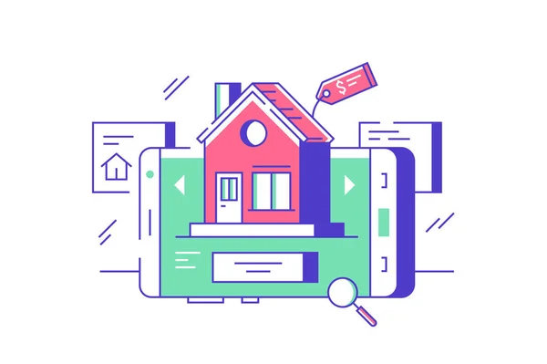 Продажа или аренда недвижимости онлайн — стоковый вектор