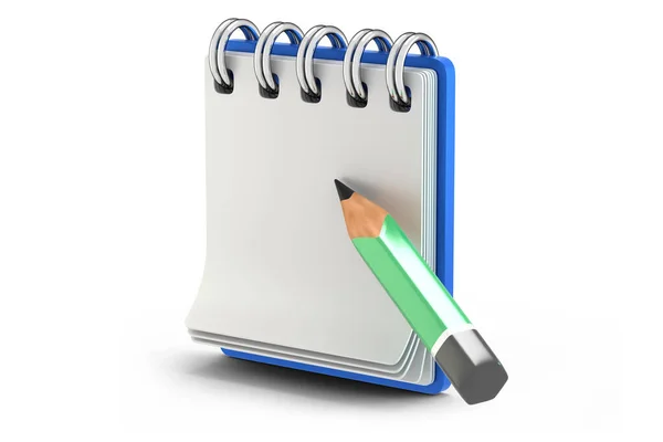 Notebook and pencil 3D render — Stock Photo, Image