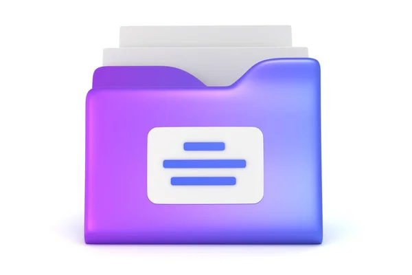 Folder Storage Documents Front View Rendered Illustration Purple Icon Lists — Stock Photo, Image