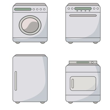 Bir dizi ev eşyası.