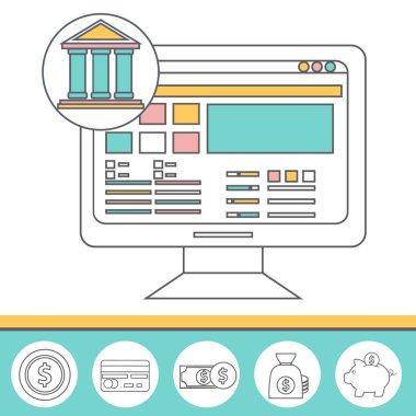 Online Bankacılık ince çizgi Tema