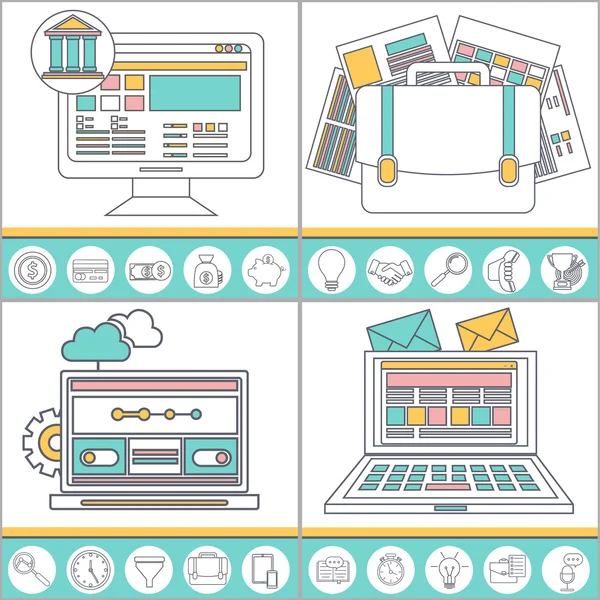 Iconos conjunto de tecnología informática de negocios — Vector de stock