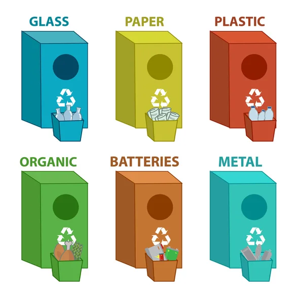 Reciclar lixeiras —  Vetores de Stock