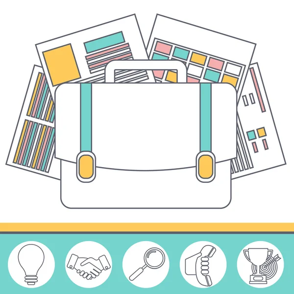 Icônes ensemble de documents d'affaires — Image vectorielle