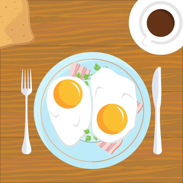 Petit déjeuner œufs et bacon — Image vectorielle
