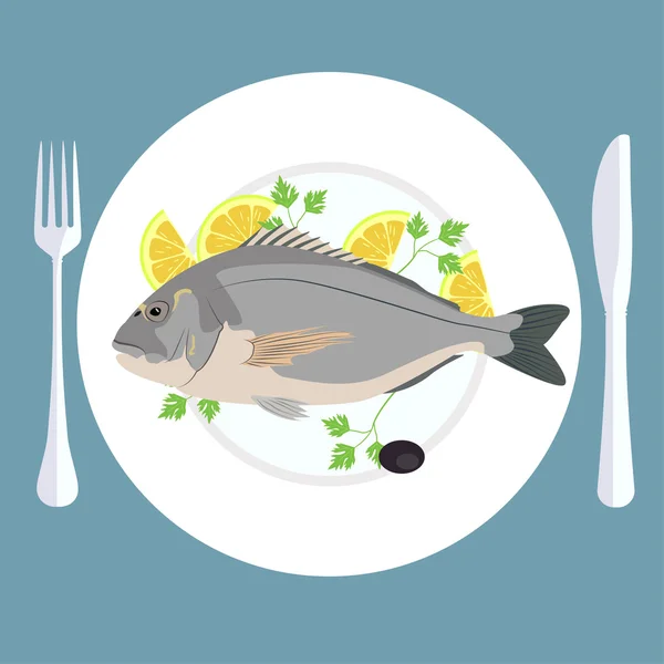 Poisson préparé au gril — Image vectorielle