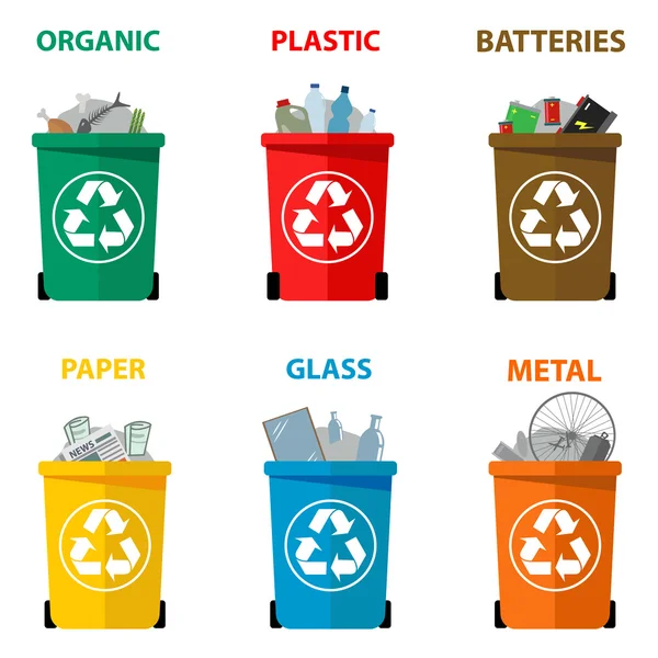 Reciclar contenedores de residuos — Vector de stock