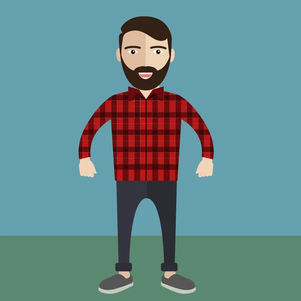 Man gekleed in plaid shirt — Stockvector