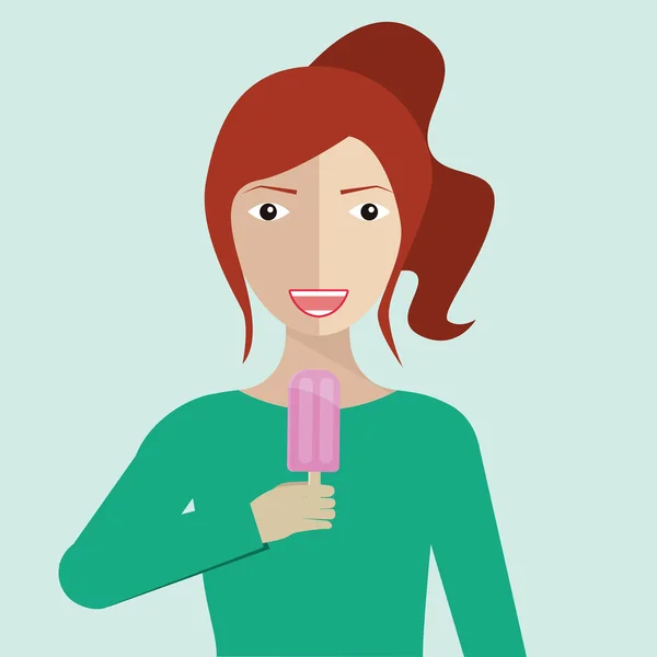 Frau isst Eis — Stockvektor