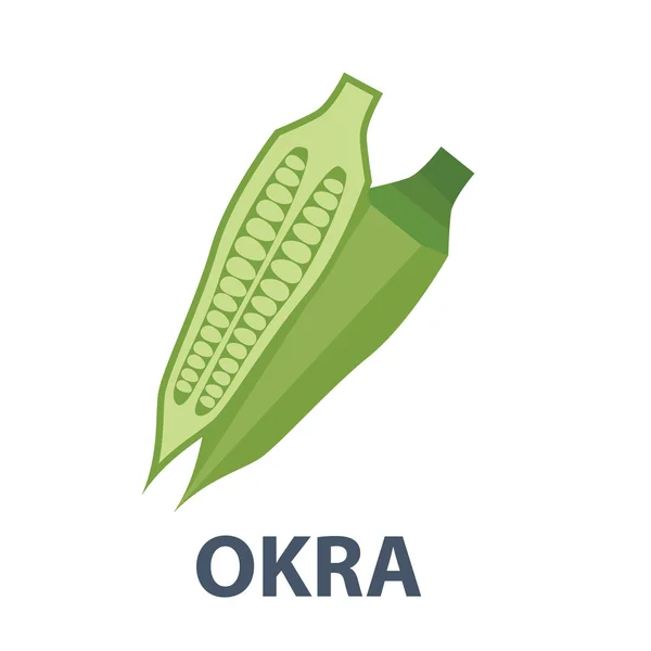 Hele en gesneden okra — Stockvector