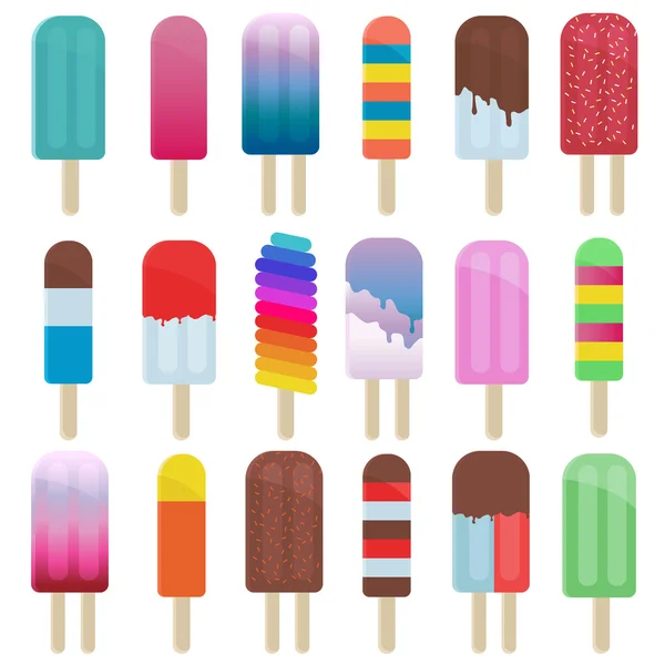 Popsicles and Ice Cream Set — Stock Vector