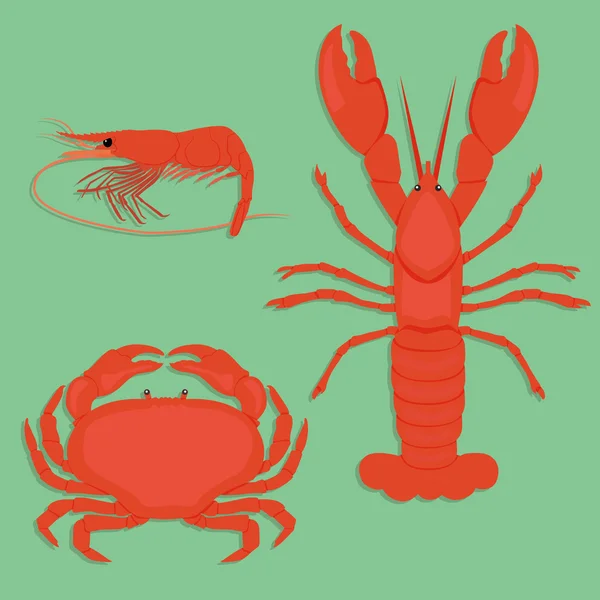 Набір ракоподібних морепродуктів — стоковий вектор