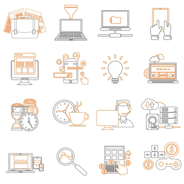 Pictogramas de negócios mono-lineares — Vetor de Stock