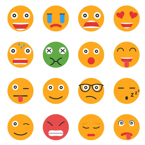 Sonrisas con diferentes emociones — Vector de stock