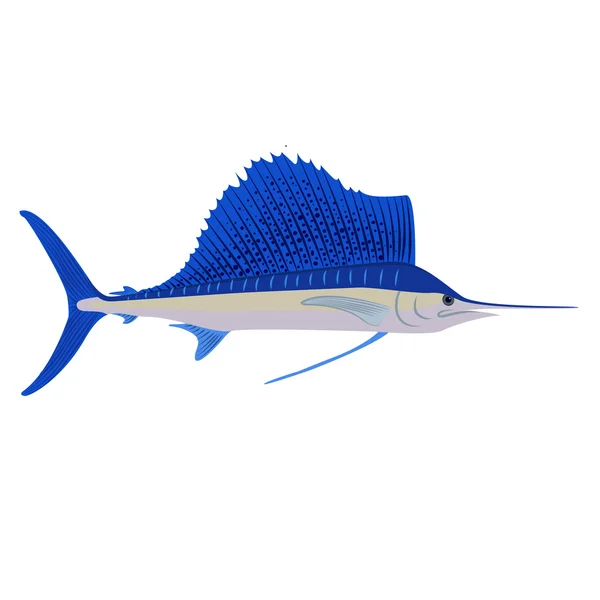 Çizgi film mavi kılıç balığı — Stok Vektör