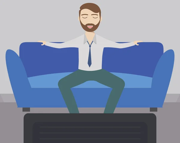 Man relaxing on couch — Stock Vector