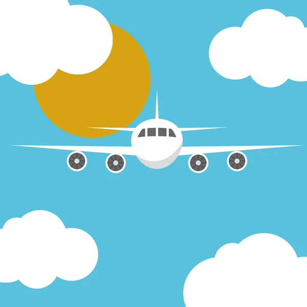 Avión volando a través de nubes — Vector de stock