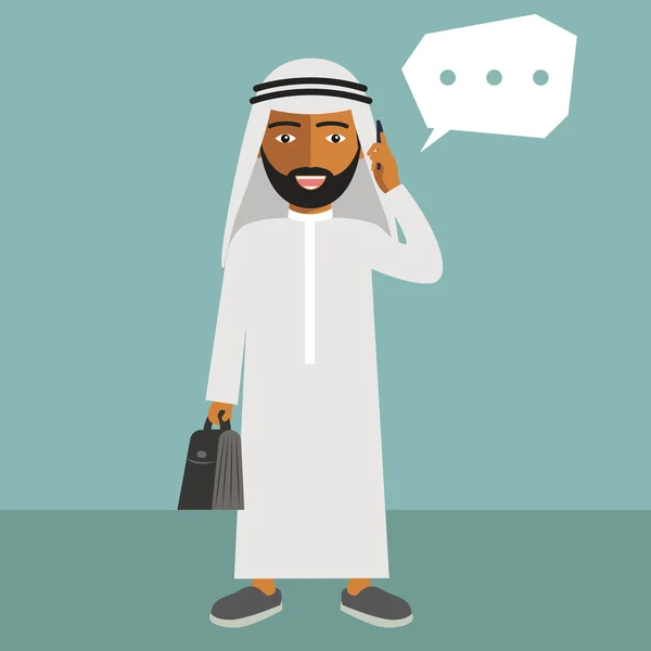 Arabische zakenman praten op een mobiele telefoon — Stockvector