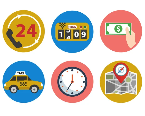 Set of taxi service icons — Stock Vector