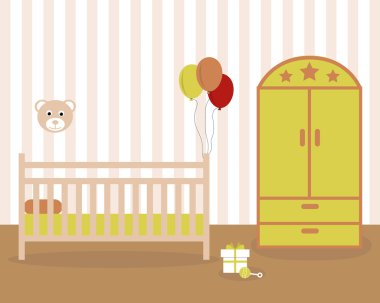 Bebek odası. Düz illüstrasyon