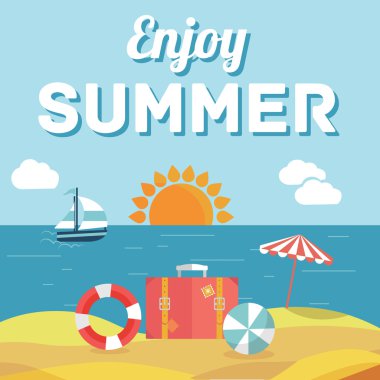 Yaz plaj düz tasarım