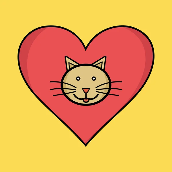 Кот в сердце. Абстракция по уходу за животными — стоковый вектор
