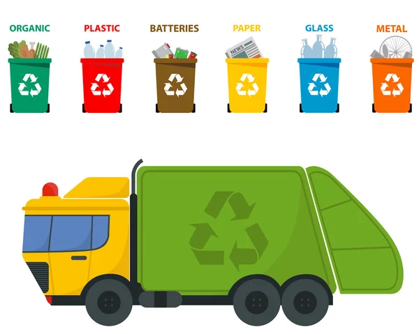 재활용 폐기물 쓰레기통 — 스톡 벡터