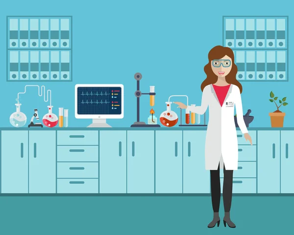 Female laboratory assistant. — Stock Vector