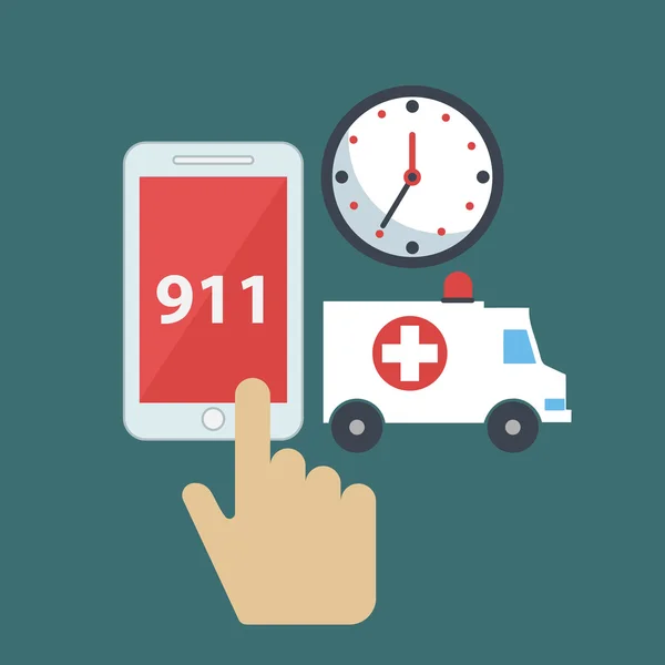 Cep telefonu üzerinden Ambulans çağırın — Stok Vektör