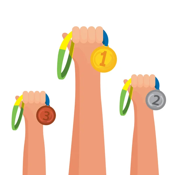 Vector prize medals for winners: gold, silver, bronze — Stock Vector