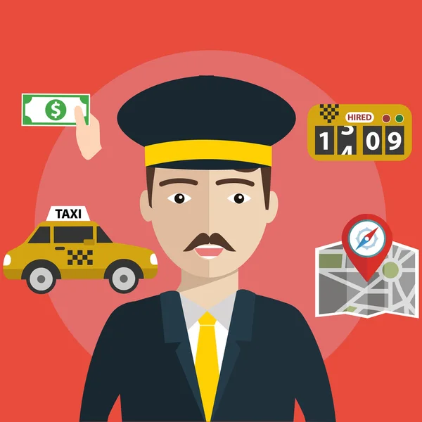 Taxi driver. yellow taxi — Stock Vector