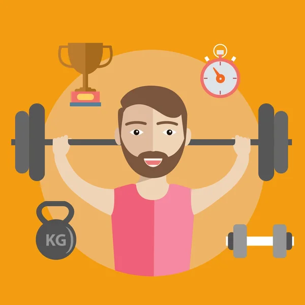 Atleta de levantamiento de pesas. Deporte Infografía y artículos — Vector de stock